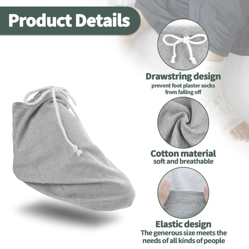 OXDFK 2 PCS Cast Sock Cover for Foot, Cast Cover for Foot, Leg Cast Cover, Adjustable Drawstring Foot Cast Cover for Men and Women (Grey) - Image 3